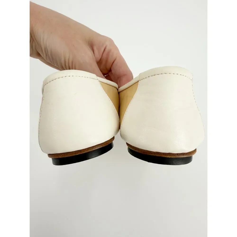 Chanel Tan Lambskin Leather Chain CC Logo Trim Loafers Opera Flats 38.5 G31630